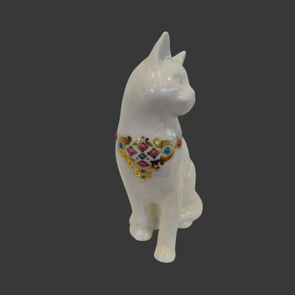 Lenox China Jewels Collectible Cat Figurine, Vintage 1994 White Gold Kitten 5" - Picture 3 of 7